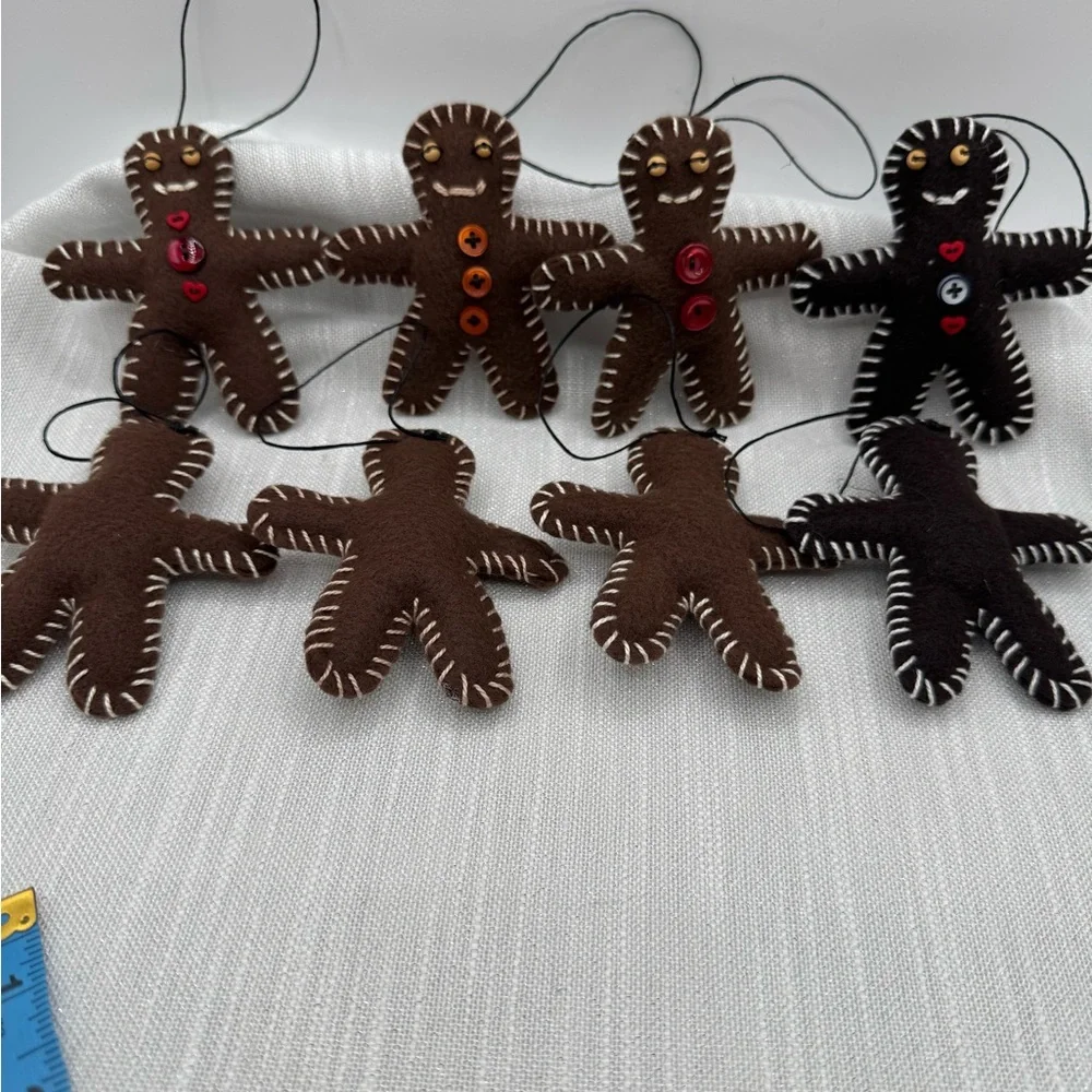 Gingerbread Ornaments Handmade 4” X 3.5” old fashioned style buttons set of 4